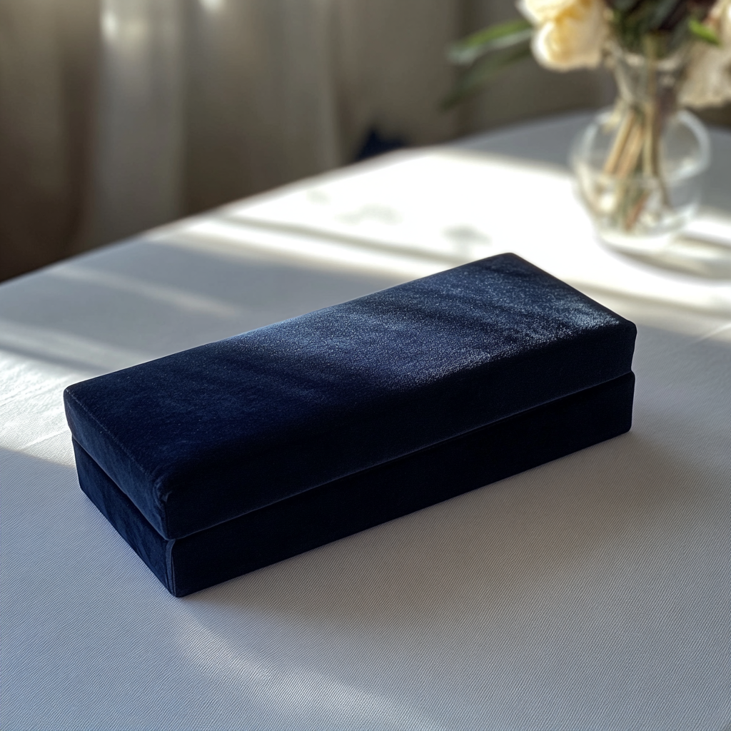 A velvet box on a table | Source: Midjourney