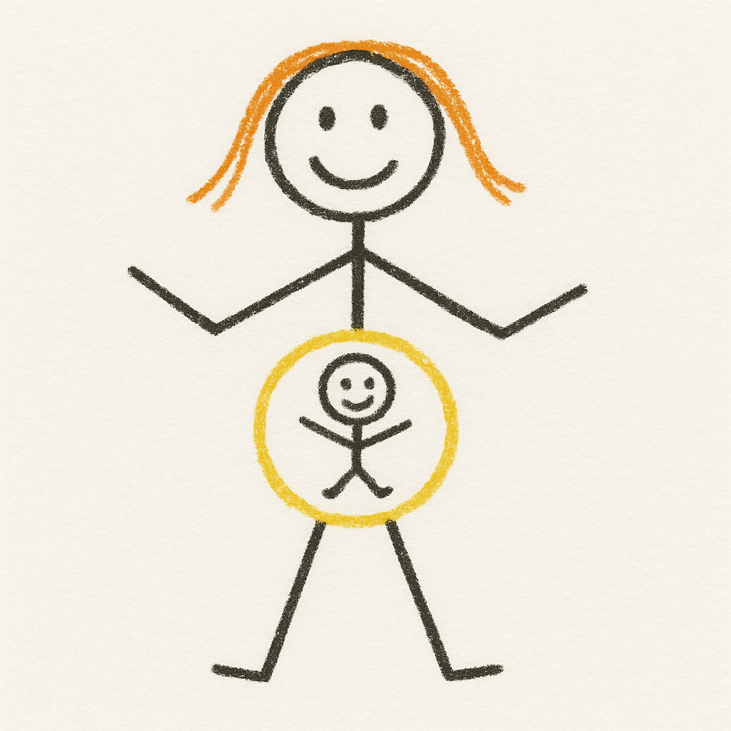 A stick figure drawing of a pregnant woman | Source: DALL-E