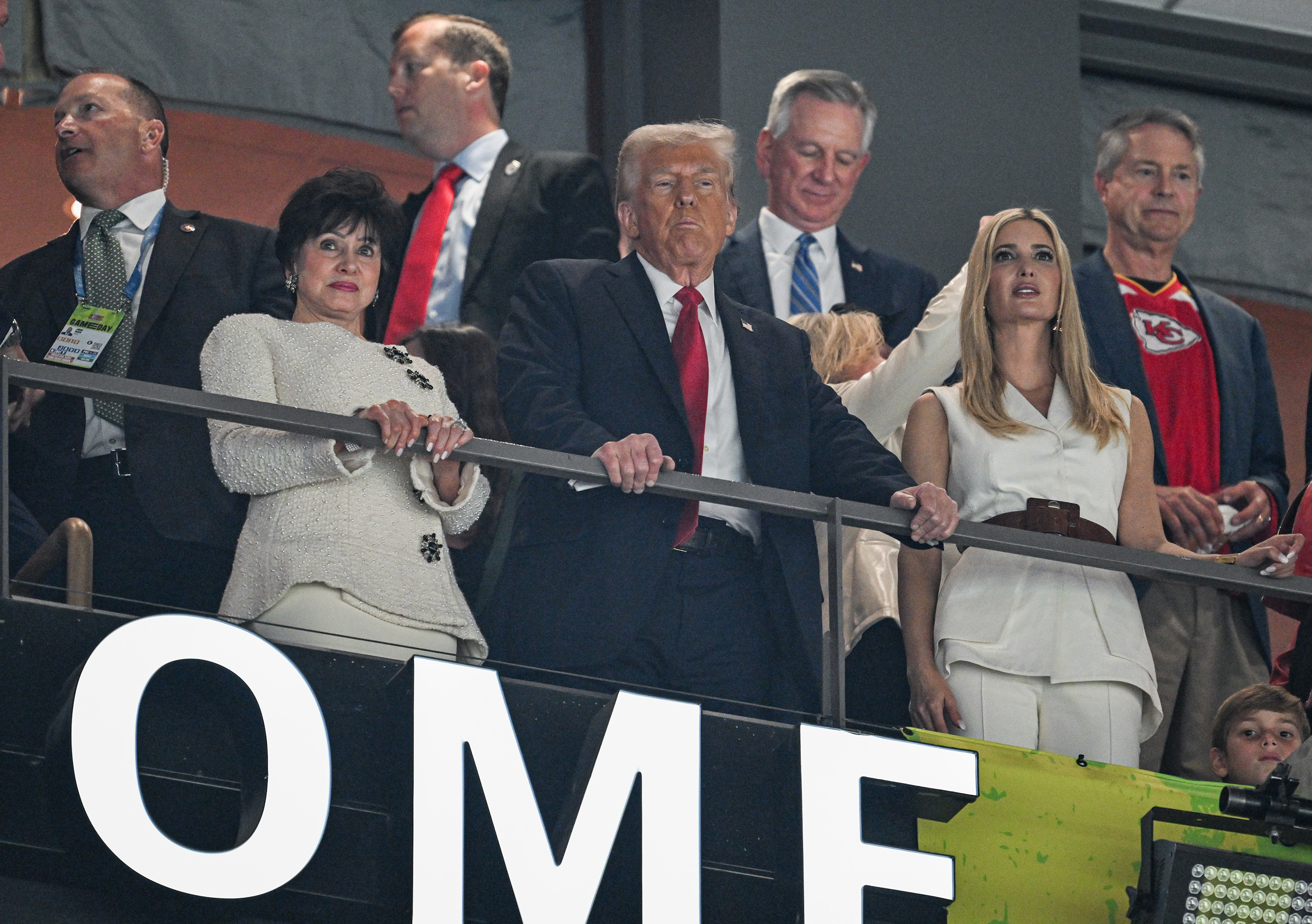 (L-R) Gayle Benson, Donald and Ivanka Trump watch on during Super Bowl LIX on February 9, 2025, in New Orleans, Louisiana. | Source: Getty Images