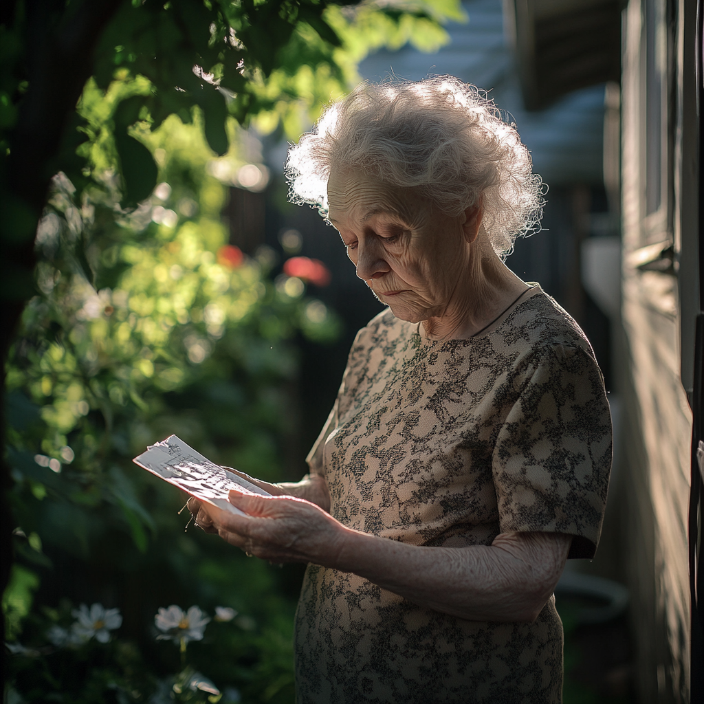 A woman holding a letter | Source: Midjourney