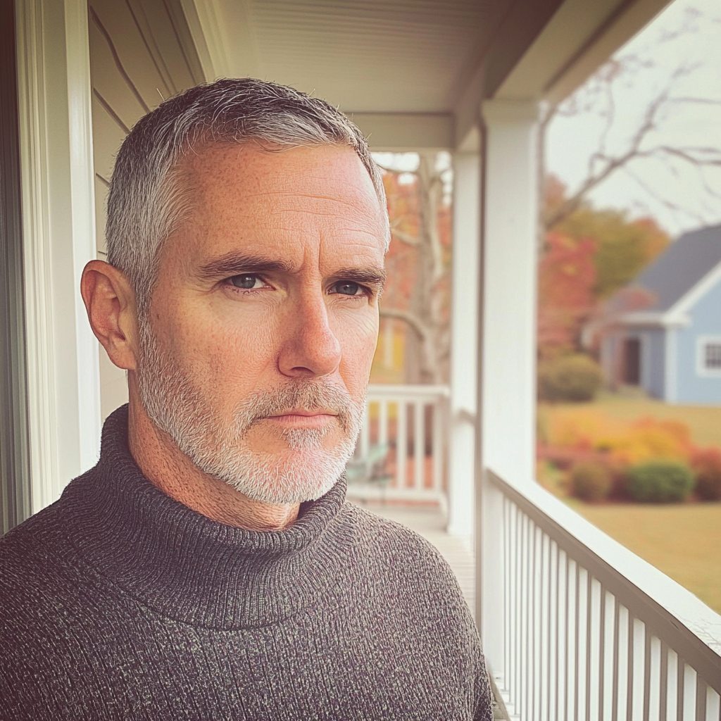 A man standing on a porch | Source: Midjourney