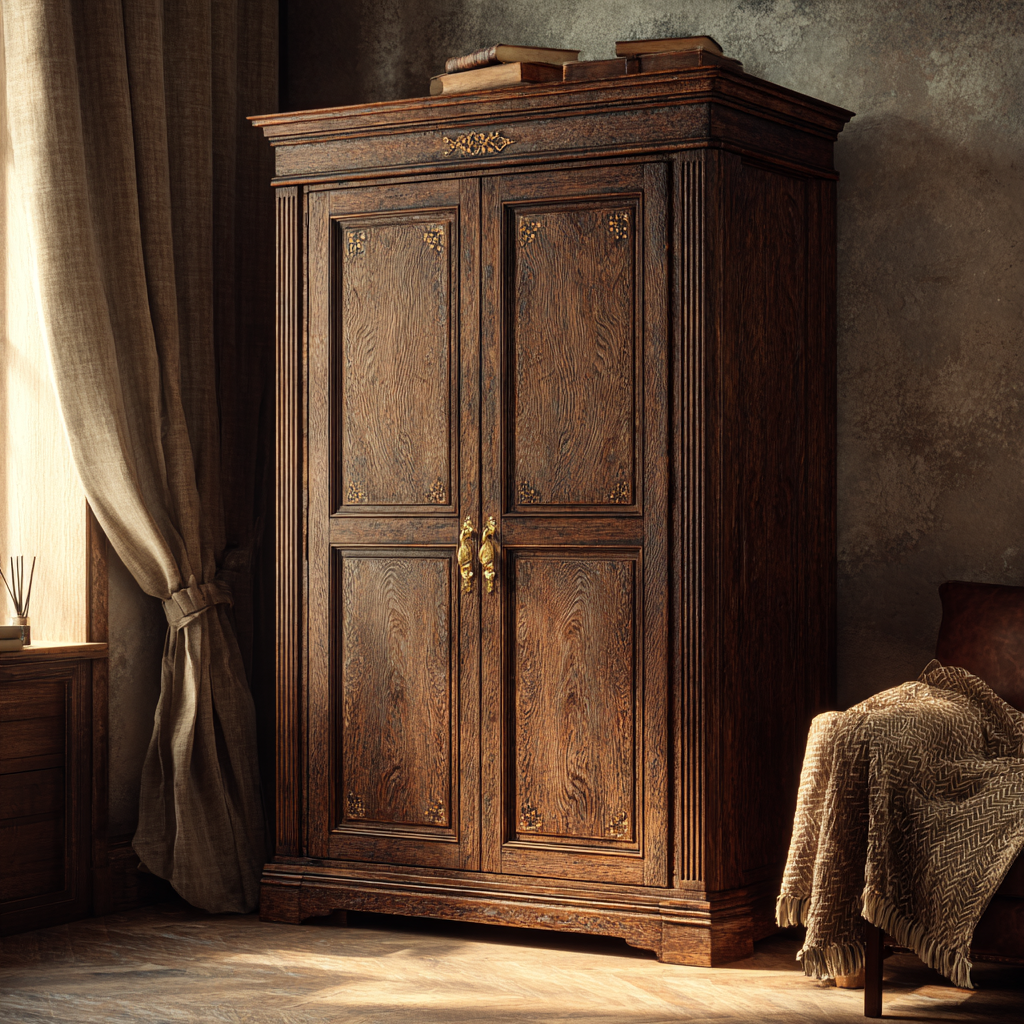 A wooden armoire in a room | Source: Midjourney