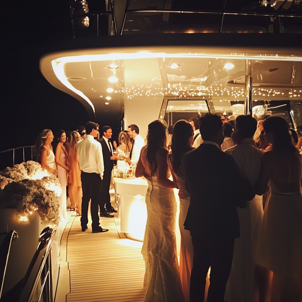 Convidados de casamento em um iate | Fonte: Midjourney