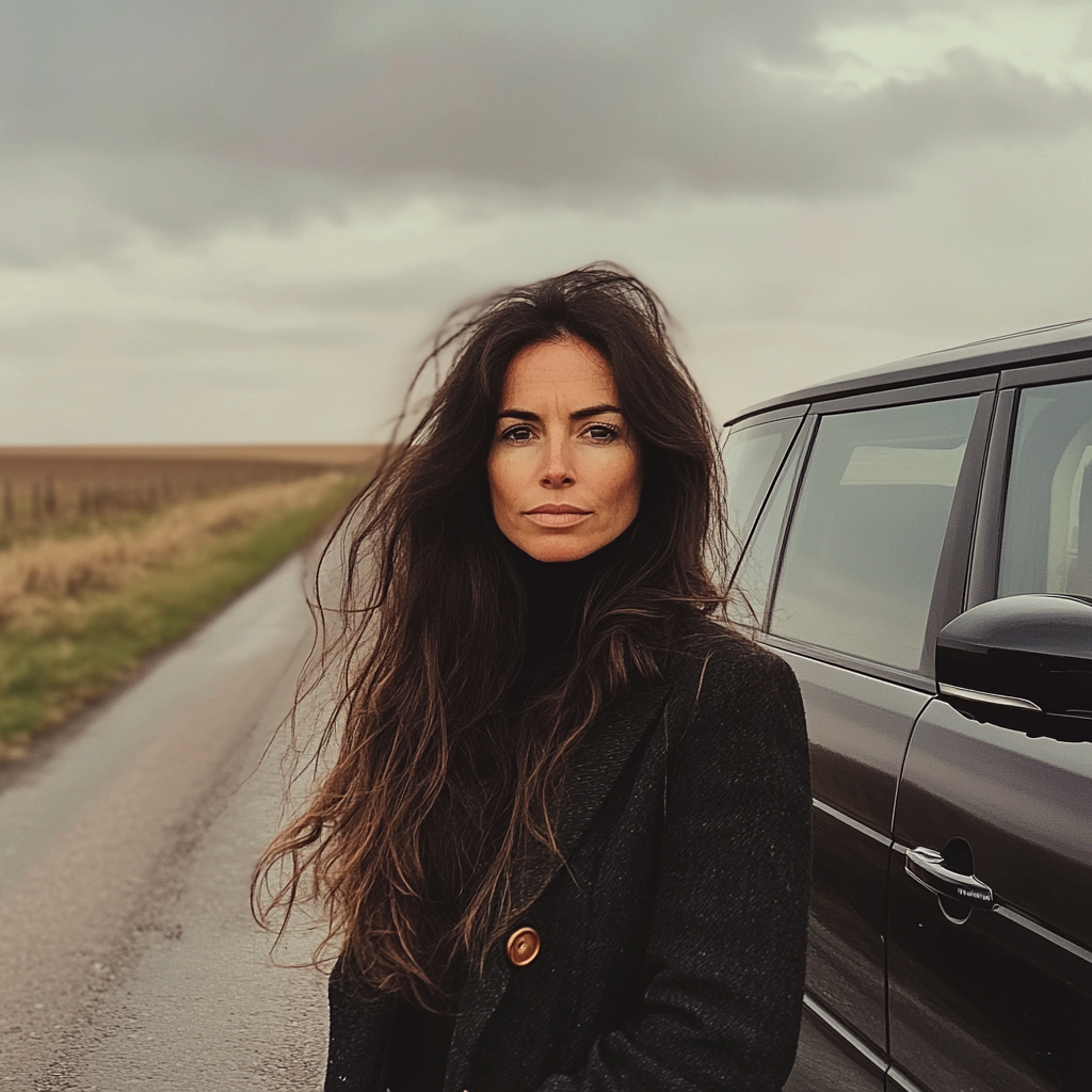 A woman standing next to a car | Source: Midjourney