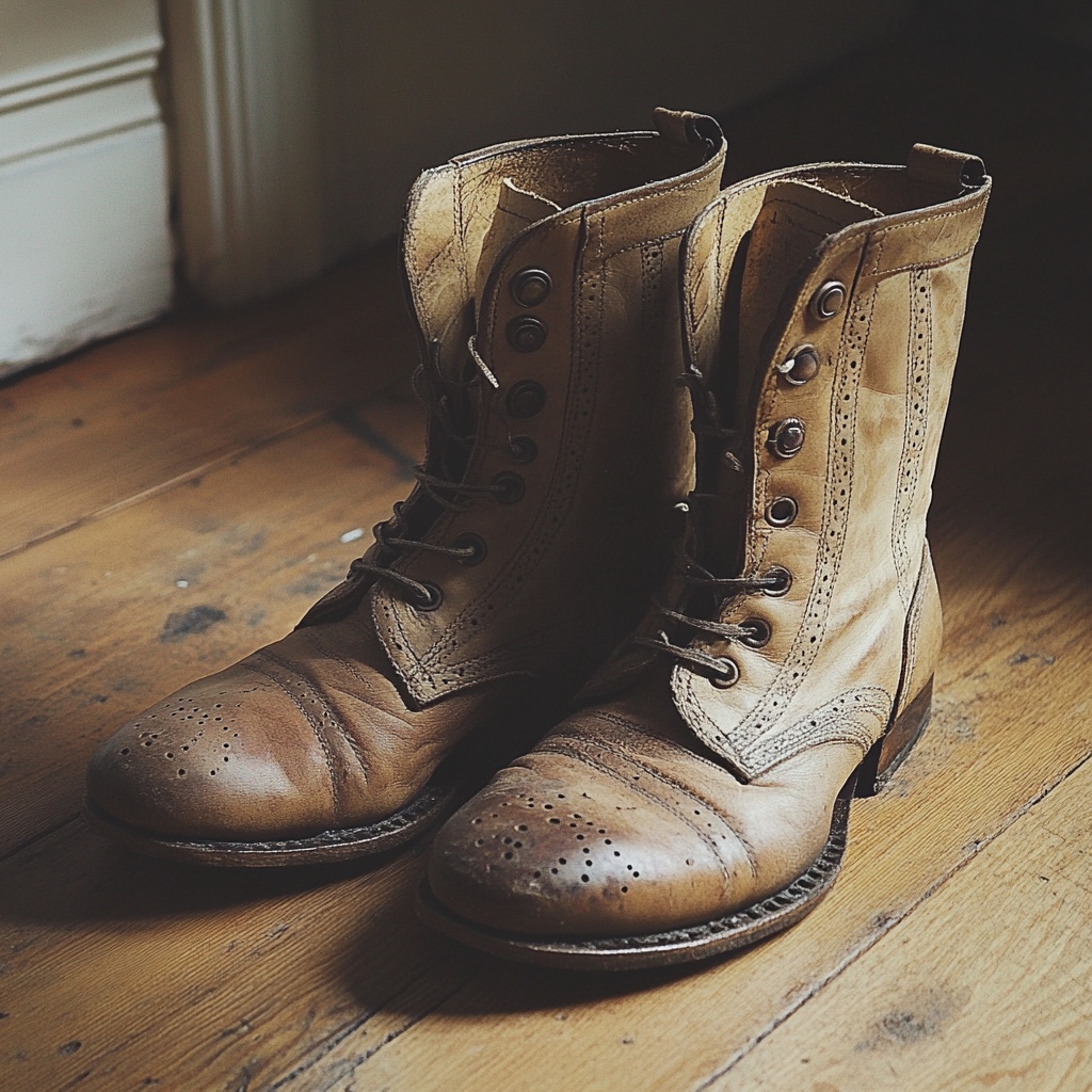 A pair of old brown boots | Source: Midjourney