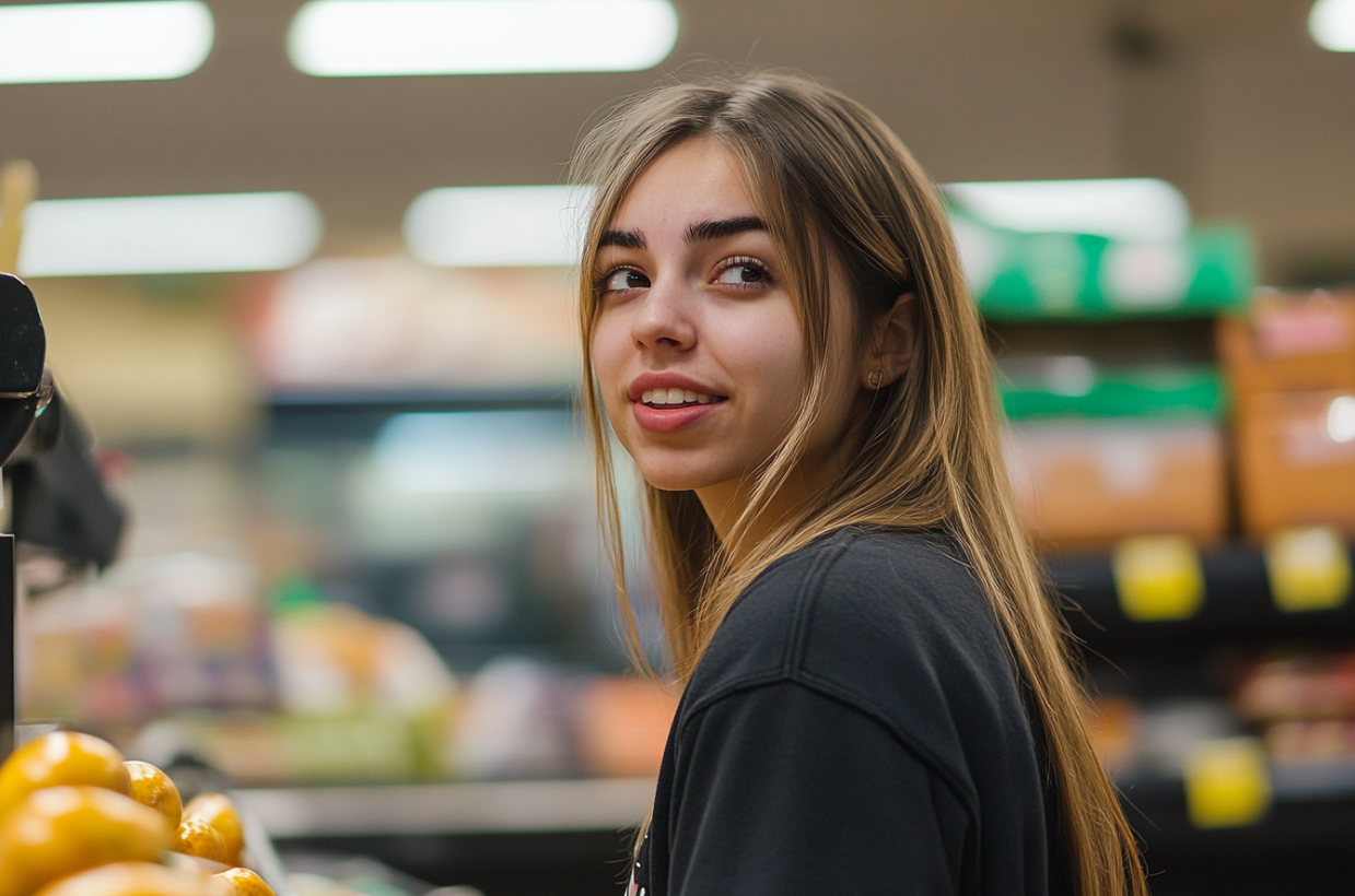 A grocery store cashier | Source: Midjourney