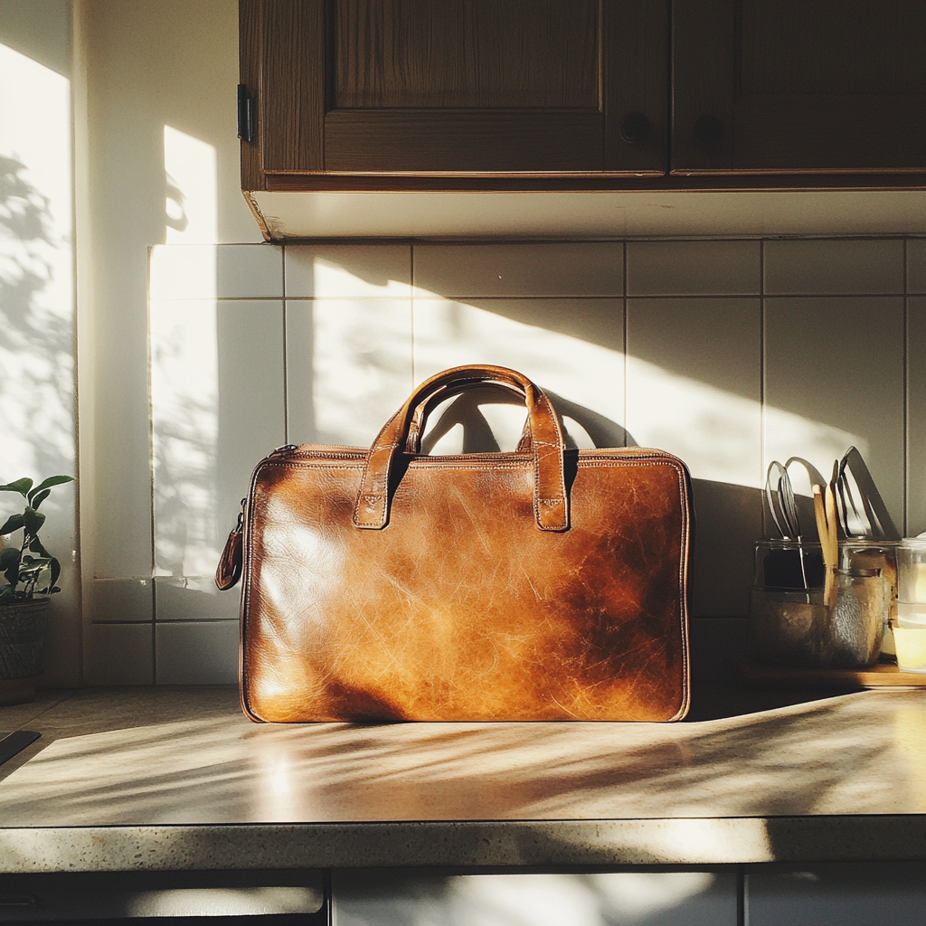 A laptop bag on a counter | Source: Midjourney