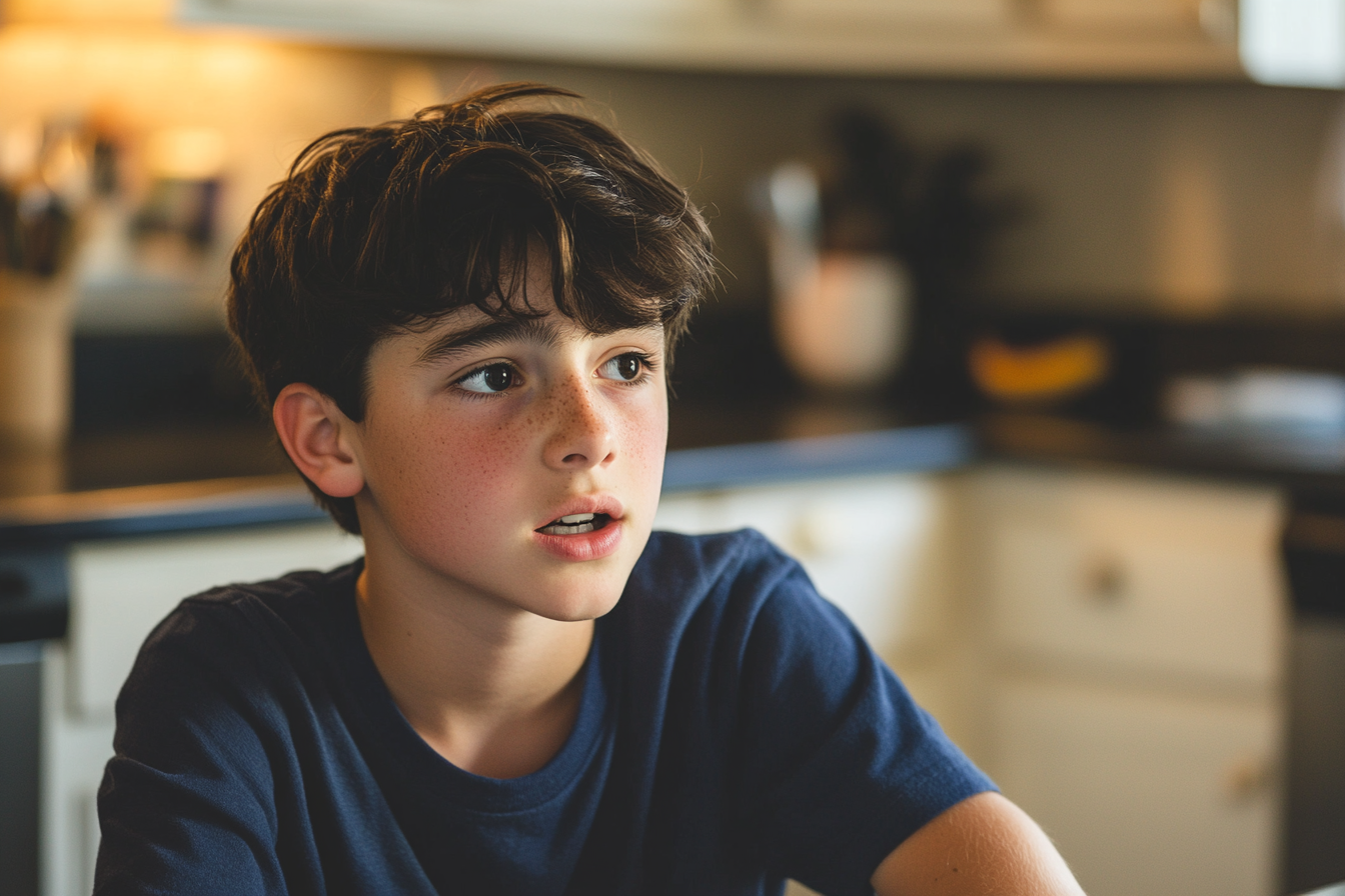 Un adolescent parle pendant le dîner | Source : Midjourney