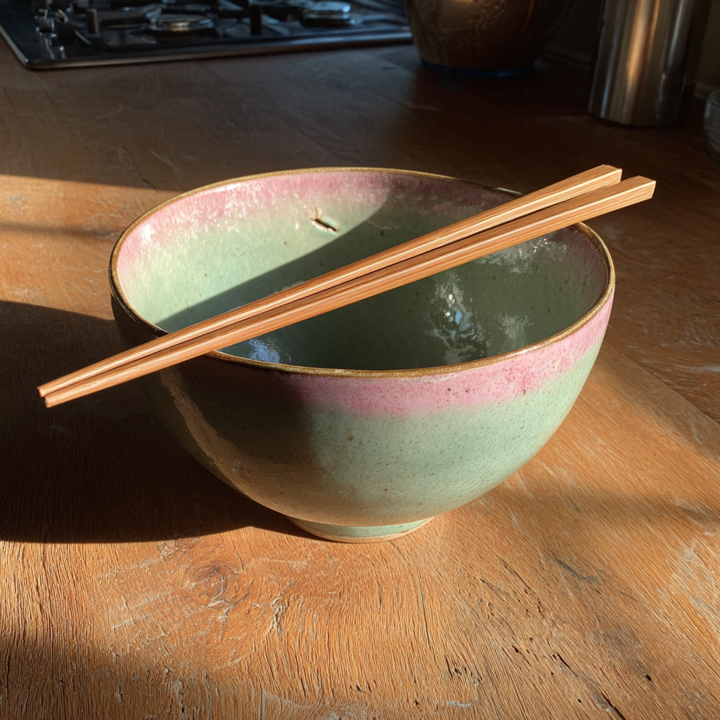 A bowl with chopsticks resting on the top | Source: Midjourney
