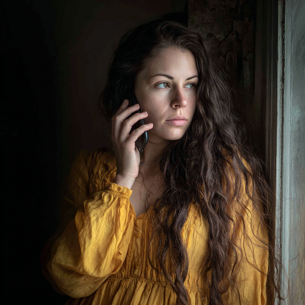 A woman standing by a window | Source: Midjourney