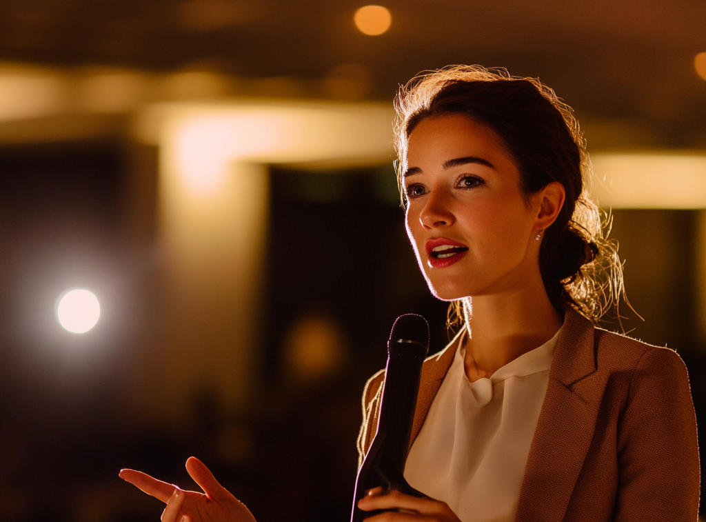 Woman doing a presentation during a company event | Source: Midjourney