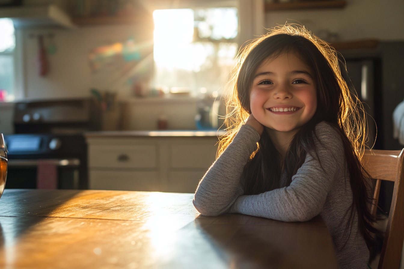 A happy girl in a kitchen | Source: Midjourney