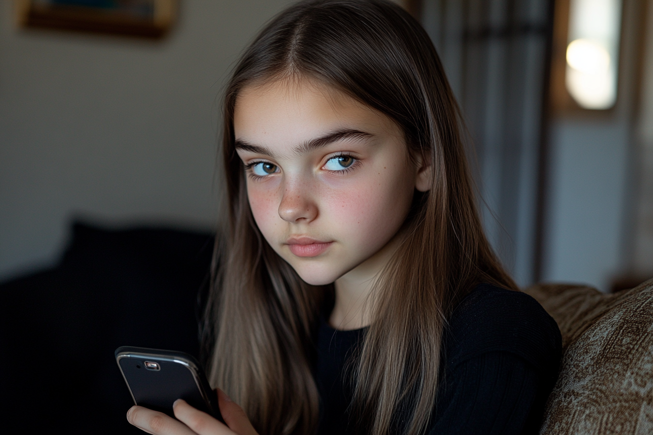 A teen girl glancing nervously to one side | Source: Midjourney