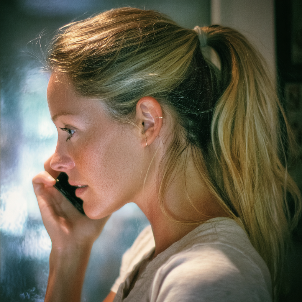 A woman talking on a phone | Source: Midjourney