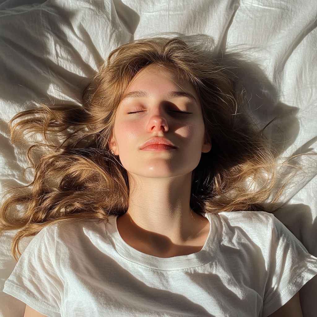 Uma mulher deitada na cama | Fonte: Midjourney