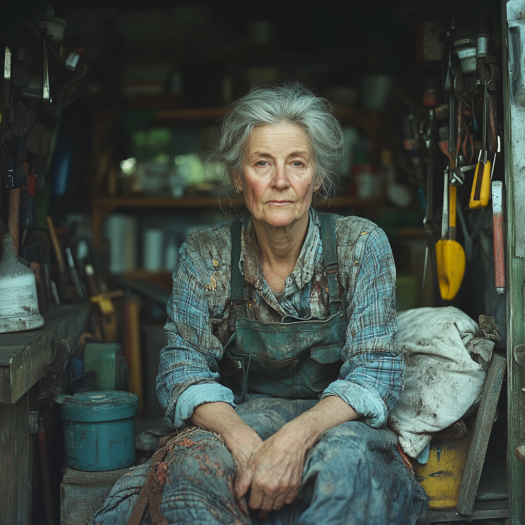 A woman sitting in a shed | Source: Midjourney