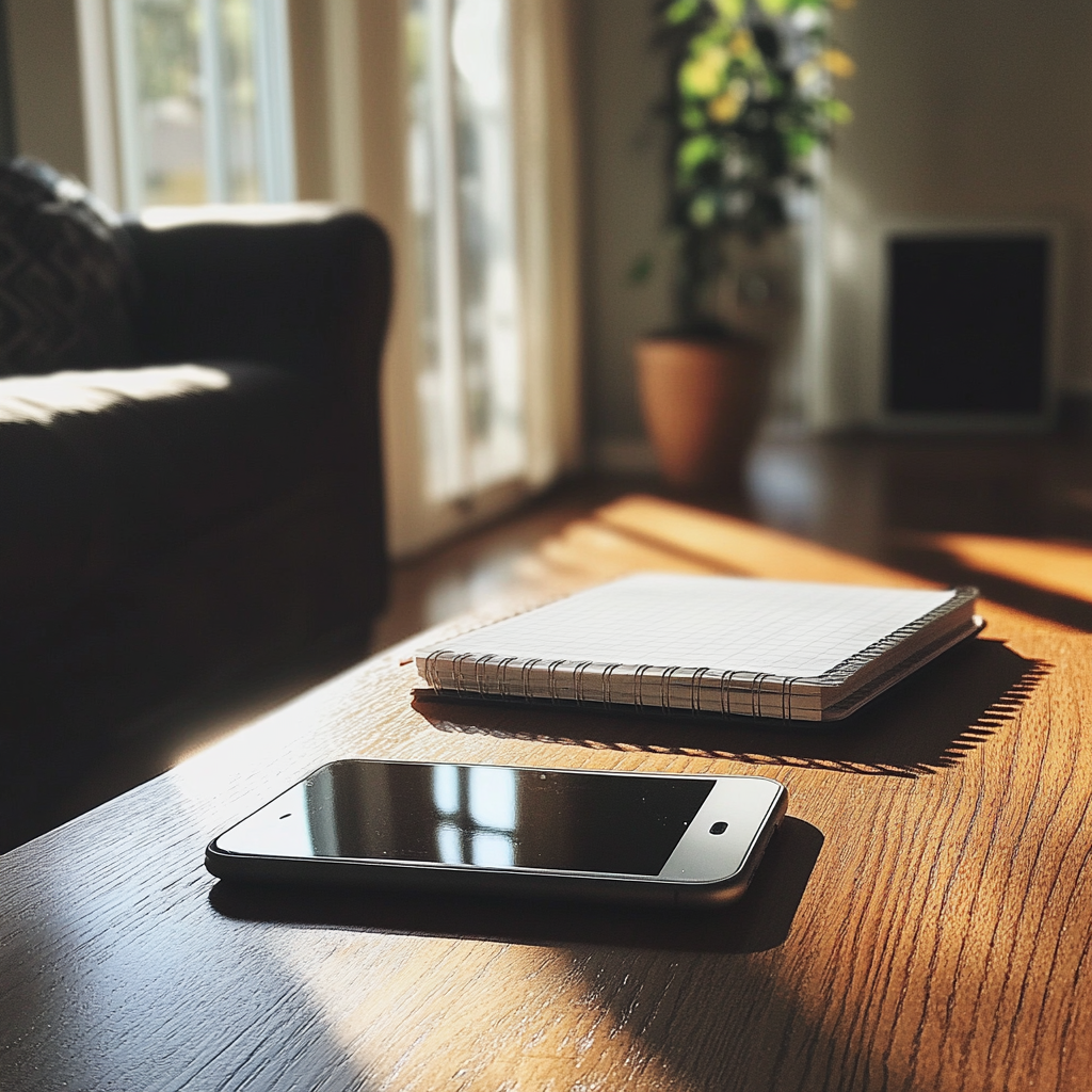 A cellphone on a table | Source: Midjourney