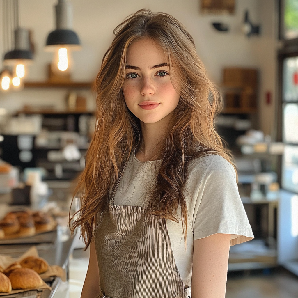 A young woman in a bakery | Source: Midjourney