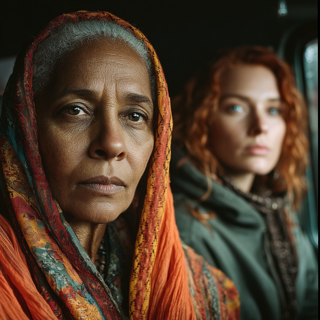 A serious woman in a car | Source: Midjourney