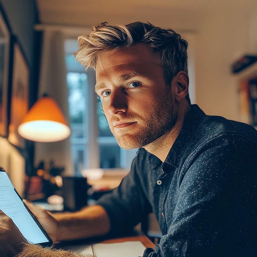 A man using a tablet | Source: Midjourney