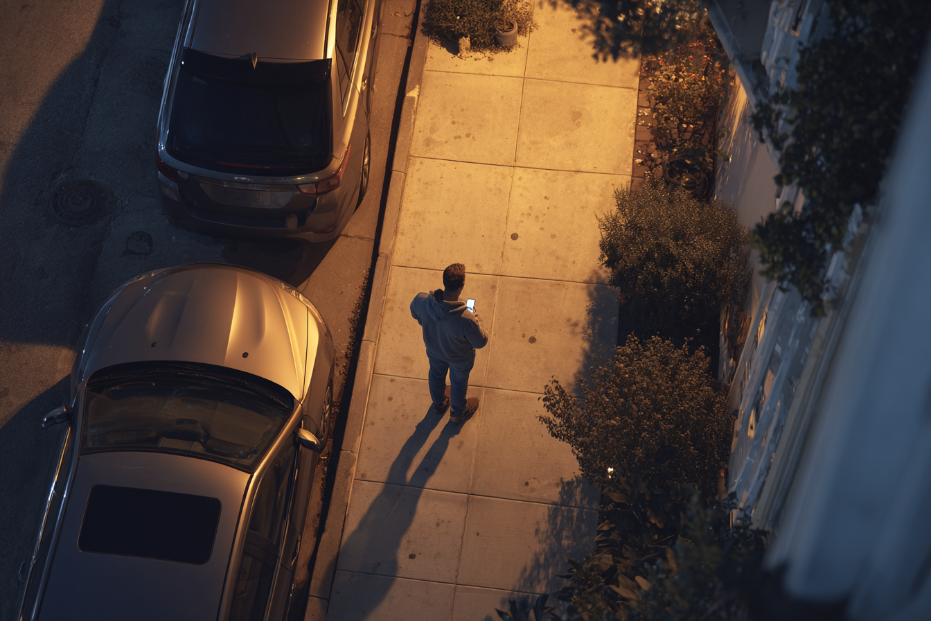A man standing outside a building | Source: Midjourney