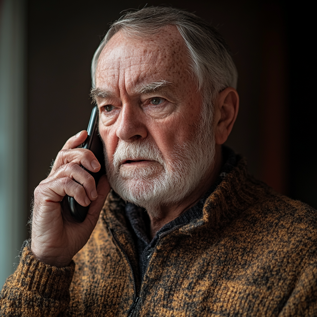 A senior man talking on the phone | Source: Midjourney