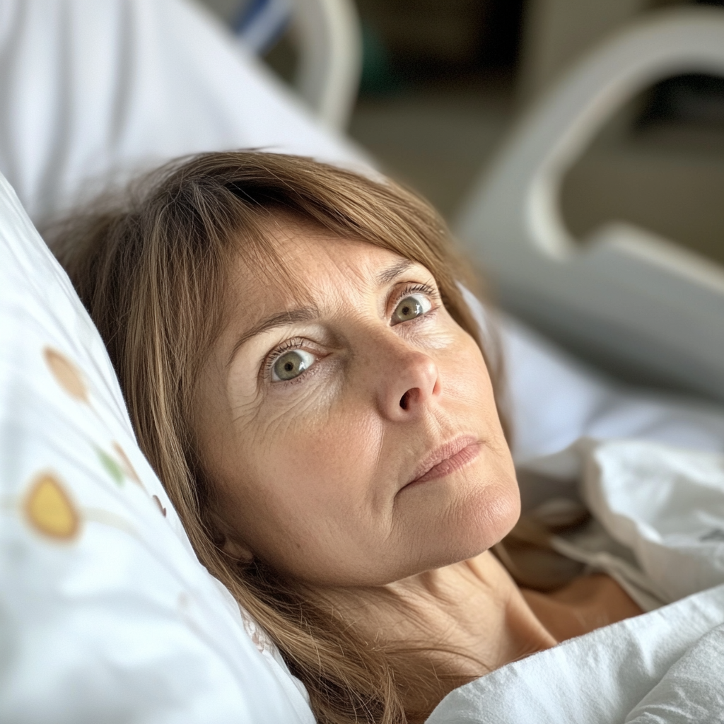 A woman laying in a hospital bed | Source: Midjourney