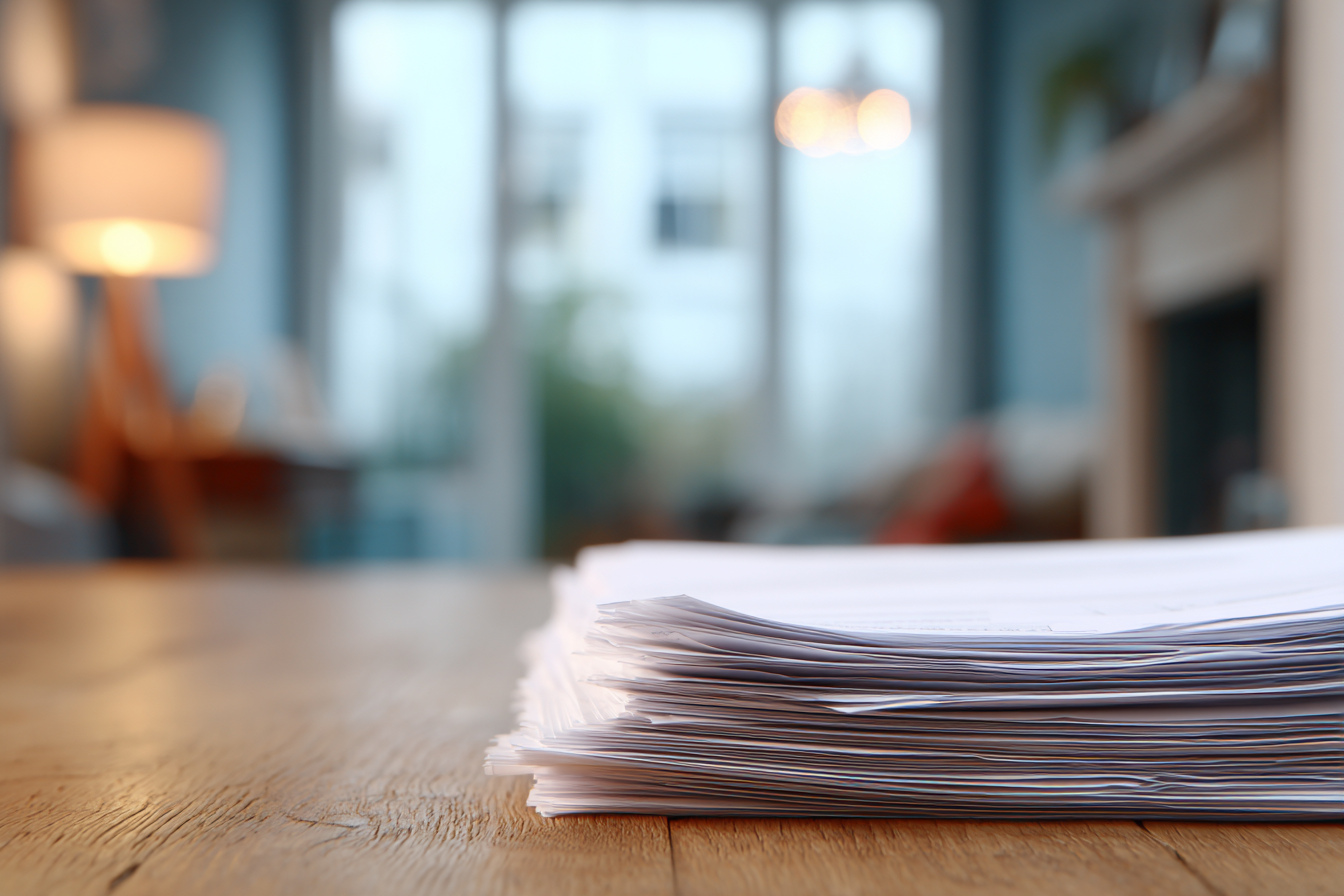 A stack of papers on a table | Source: Midjourney