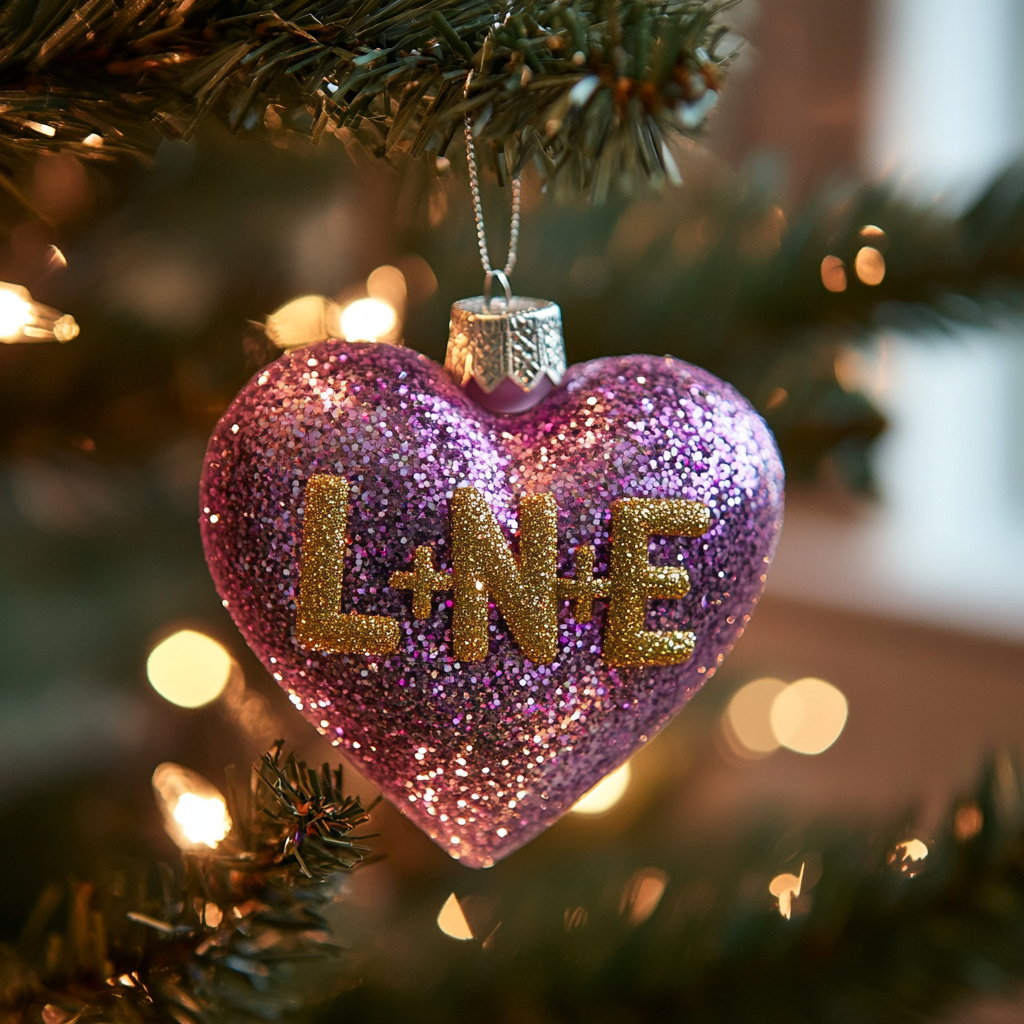 A cute glittery Christmas ornament on a tree | Source: Midjourney