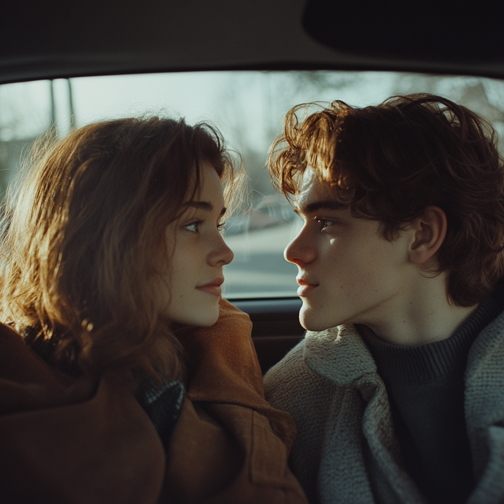 A couple talking in a car | Source: Midjourney