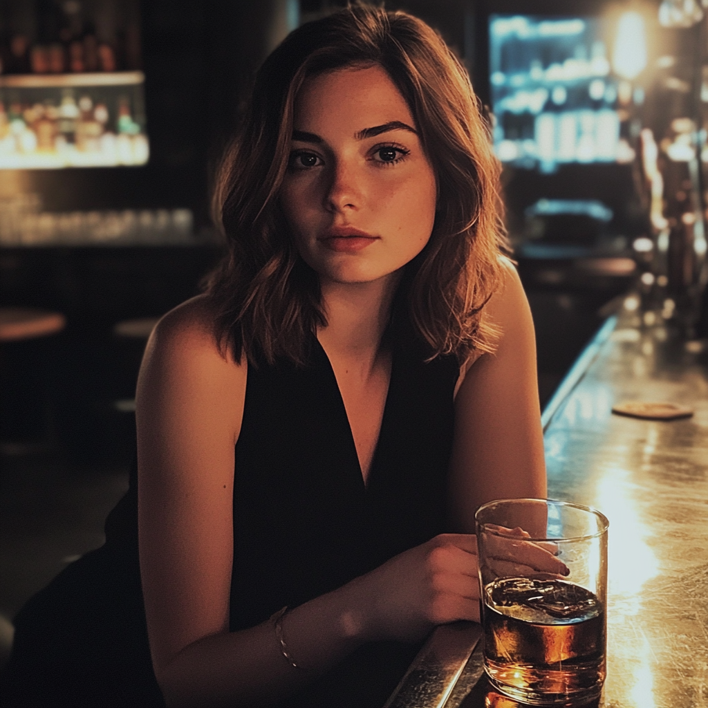 A woman sitting in a bar | Source: Midjourney