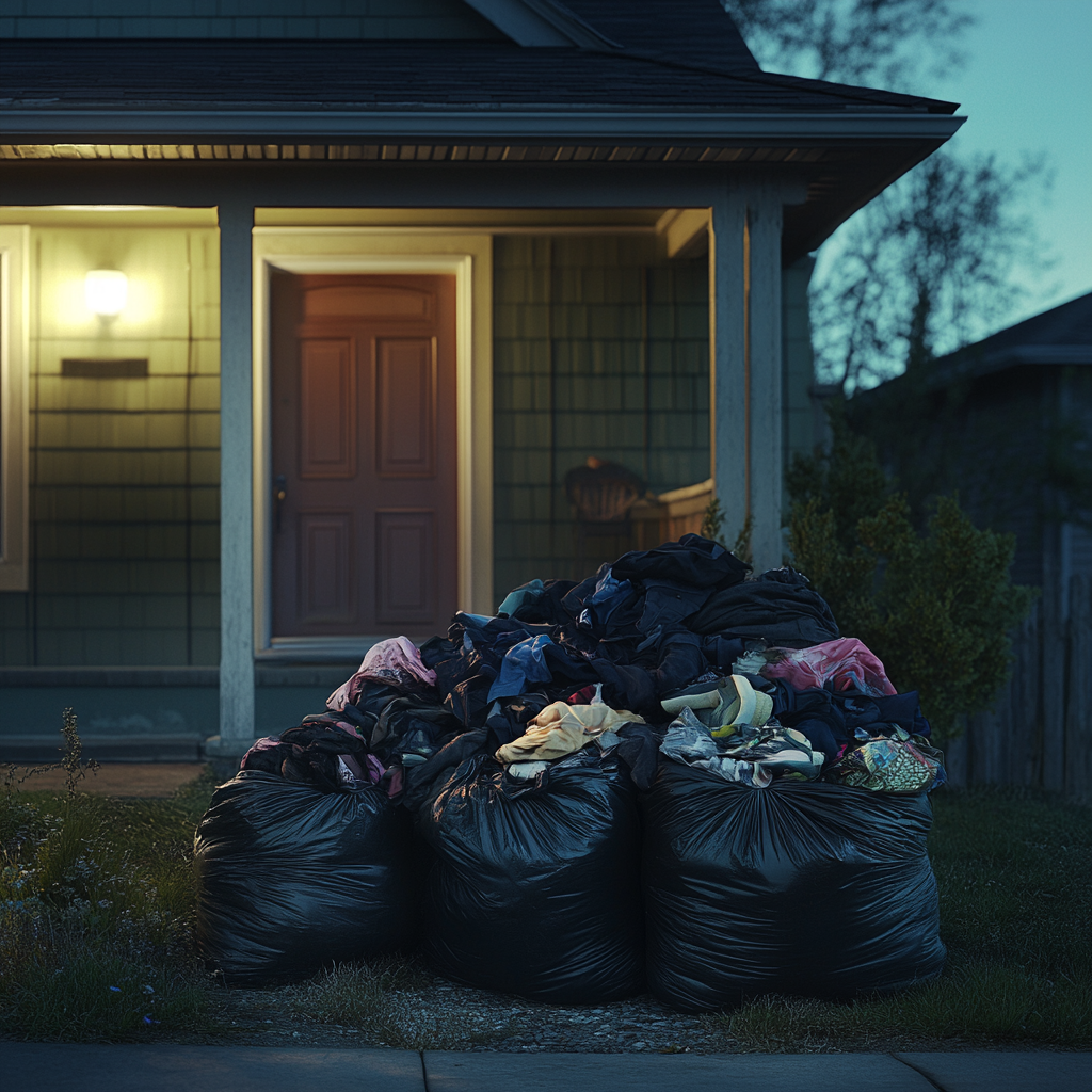 Garbage bags outside a house | Source: Midjourney