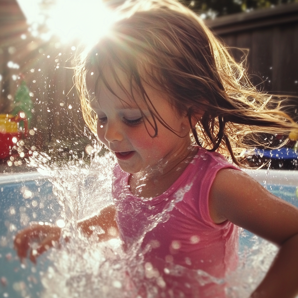 A little girl splashing around in a pool | Source: Midjourney