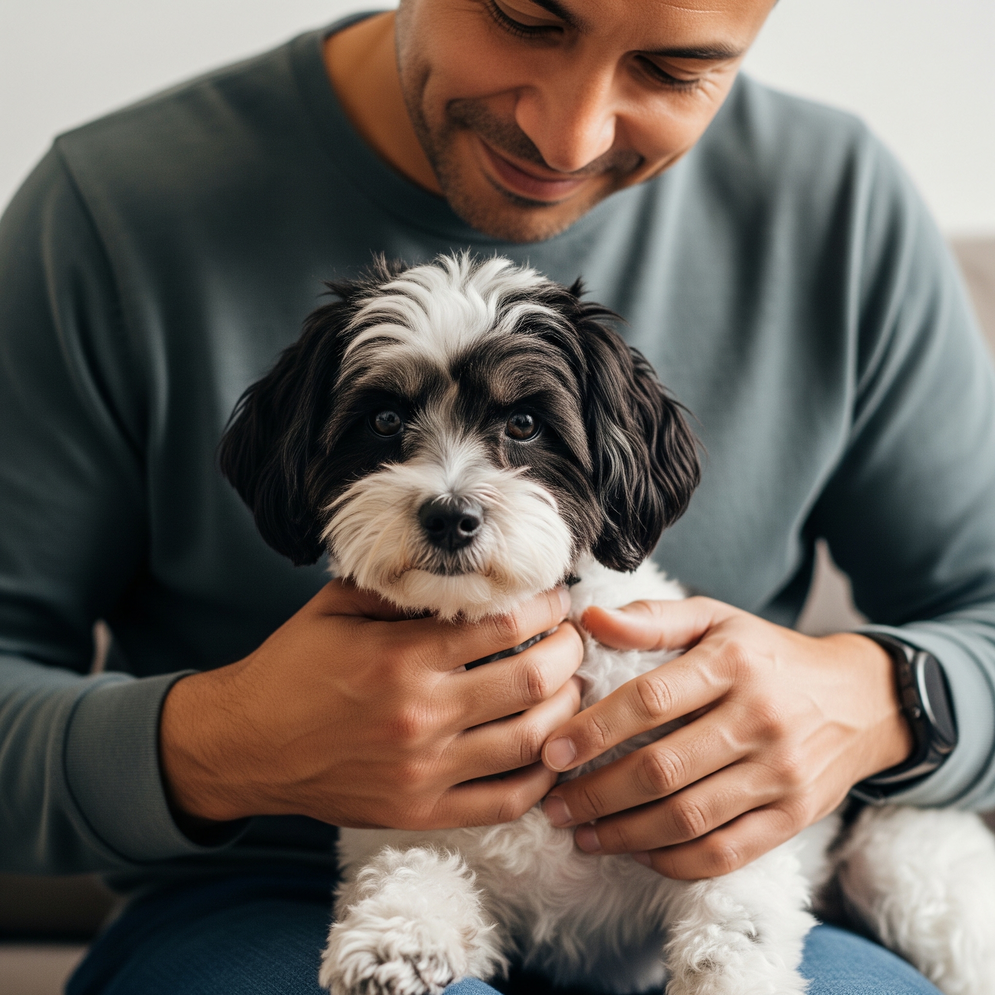A man holding his dog | Source: Gemini