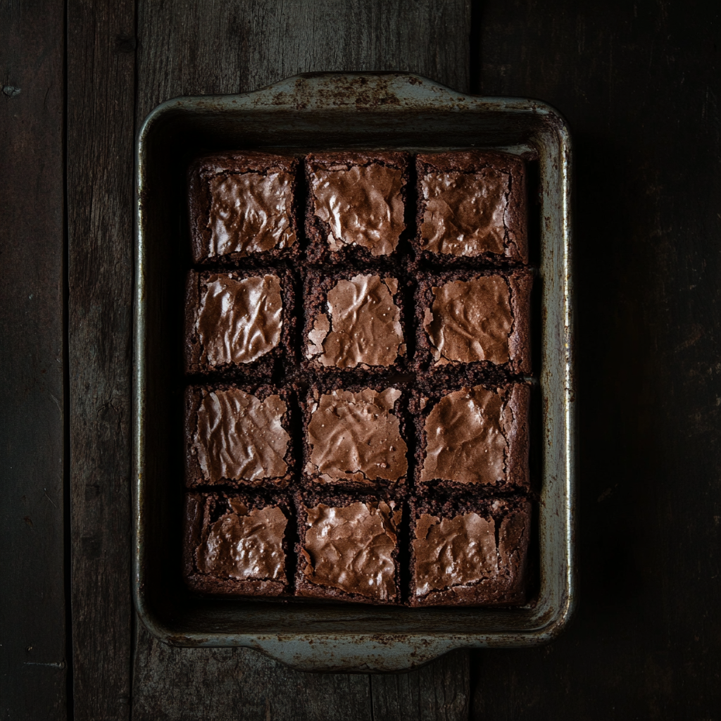 A tray of chocolate brownies | Source: Midjourney