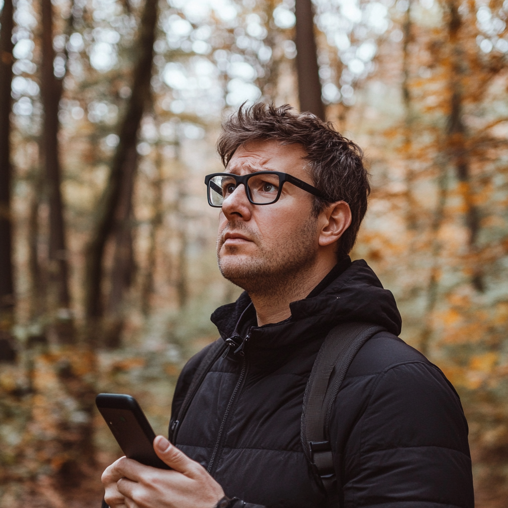 A man holding his phone | Source: Midjourney