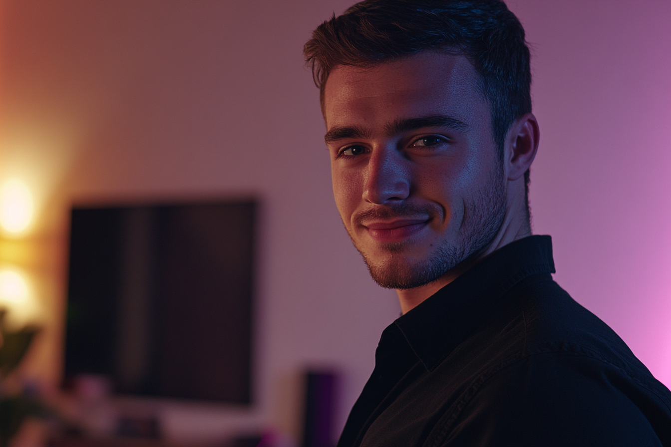 A man standing in a living room | Source: Midjourney