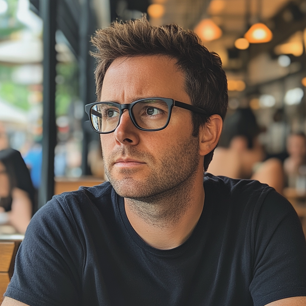 A man sitting at a restaurant | Source: Midjourney