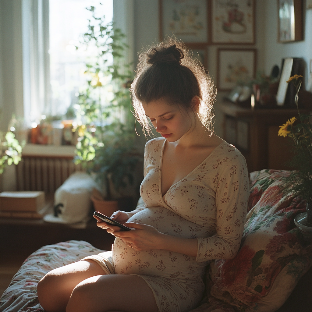 A stressed woman texting | Source: Midjourney