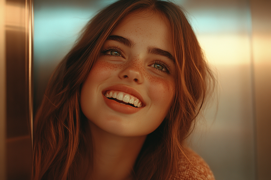 A young woman laughing | Source: Midjourney