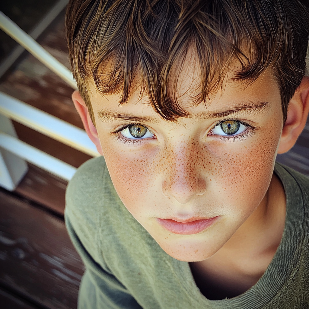 A close up of a little boy | Source: Midjourney