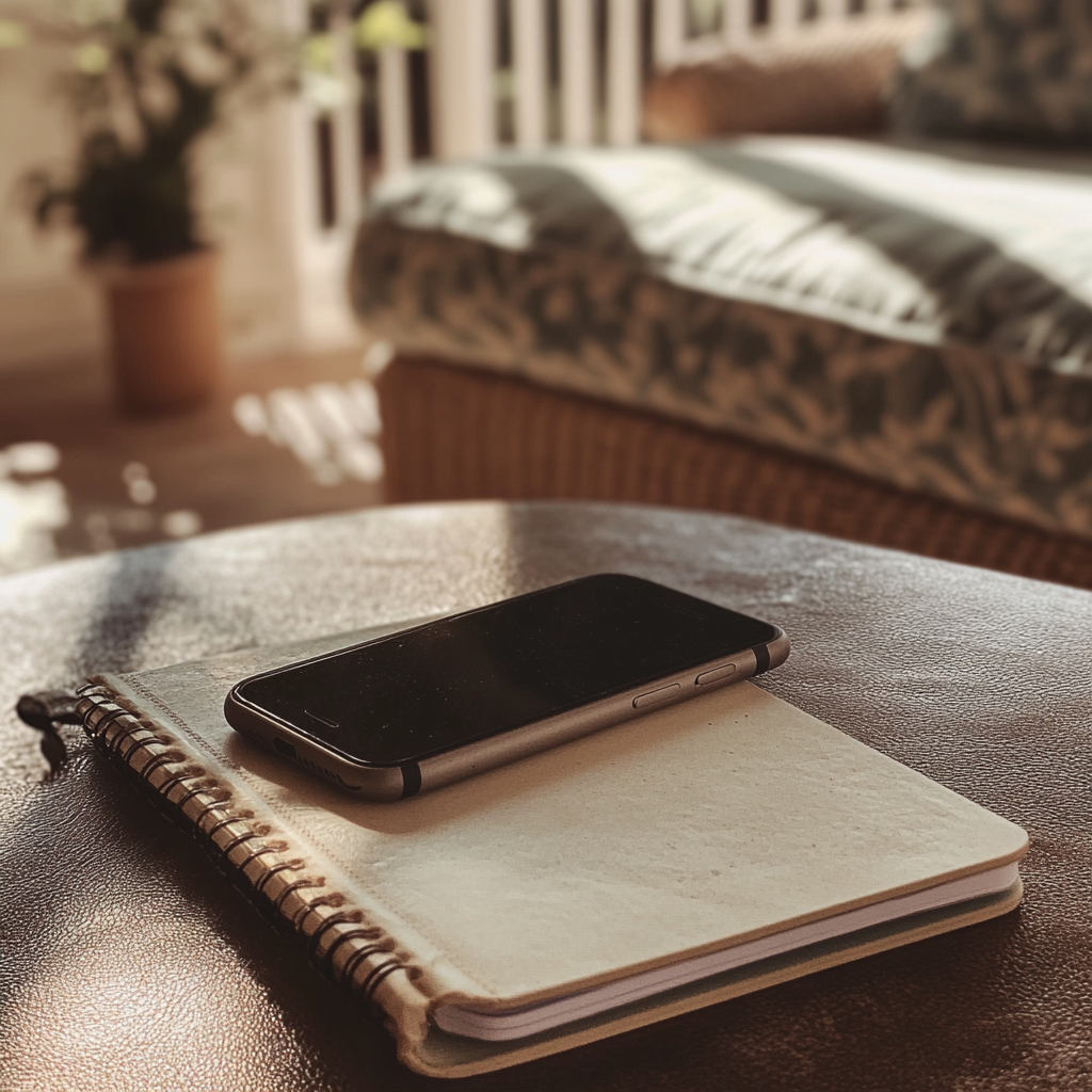 A cellphone on a table | Source: Midjourney