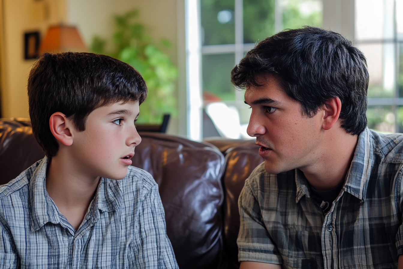 A father and son speaking | Source: Midjourney