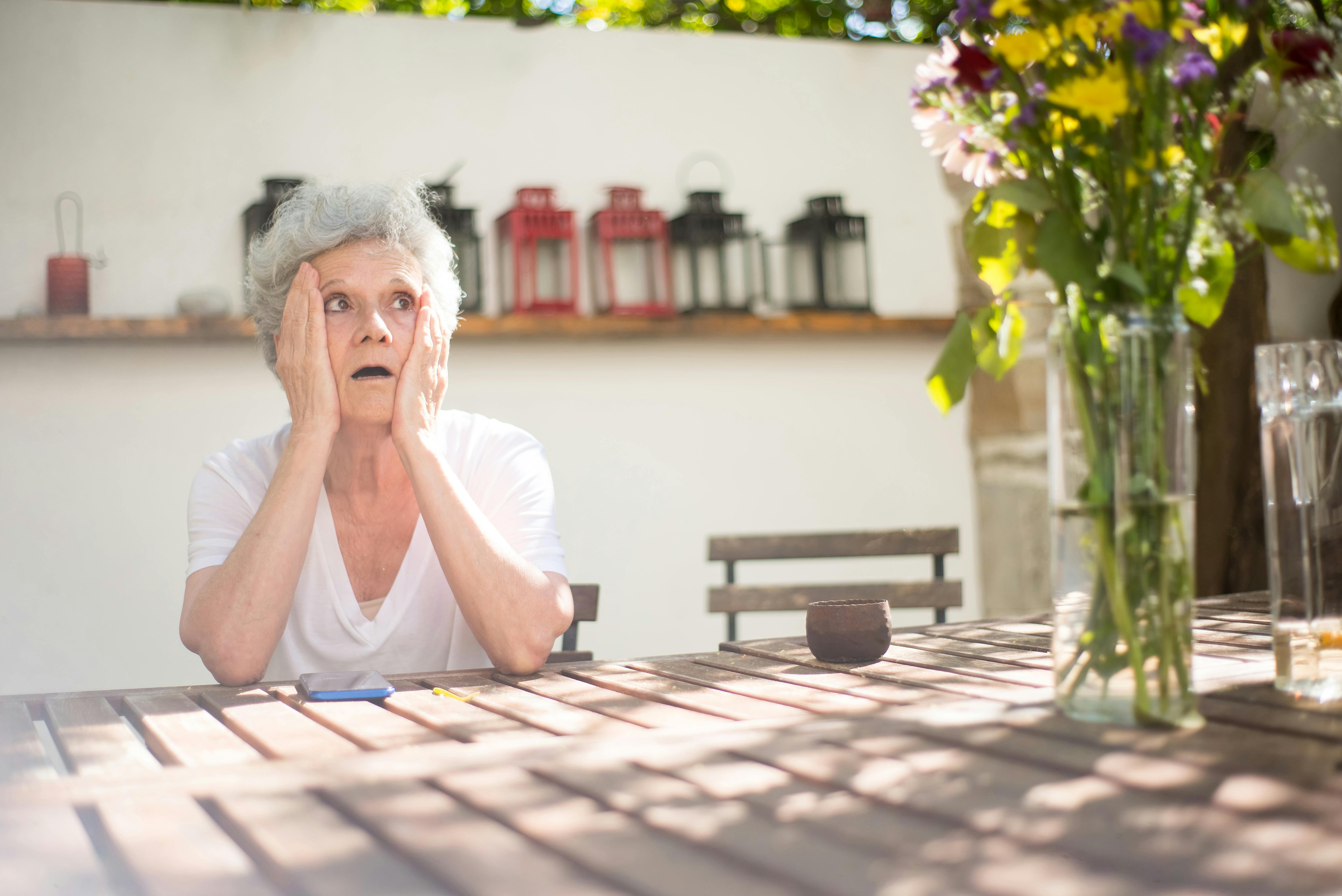 A shocked elderly woman | Source: Pexels