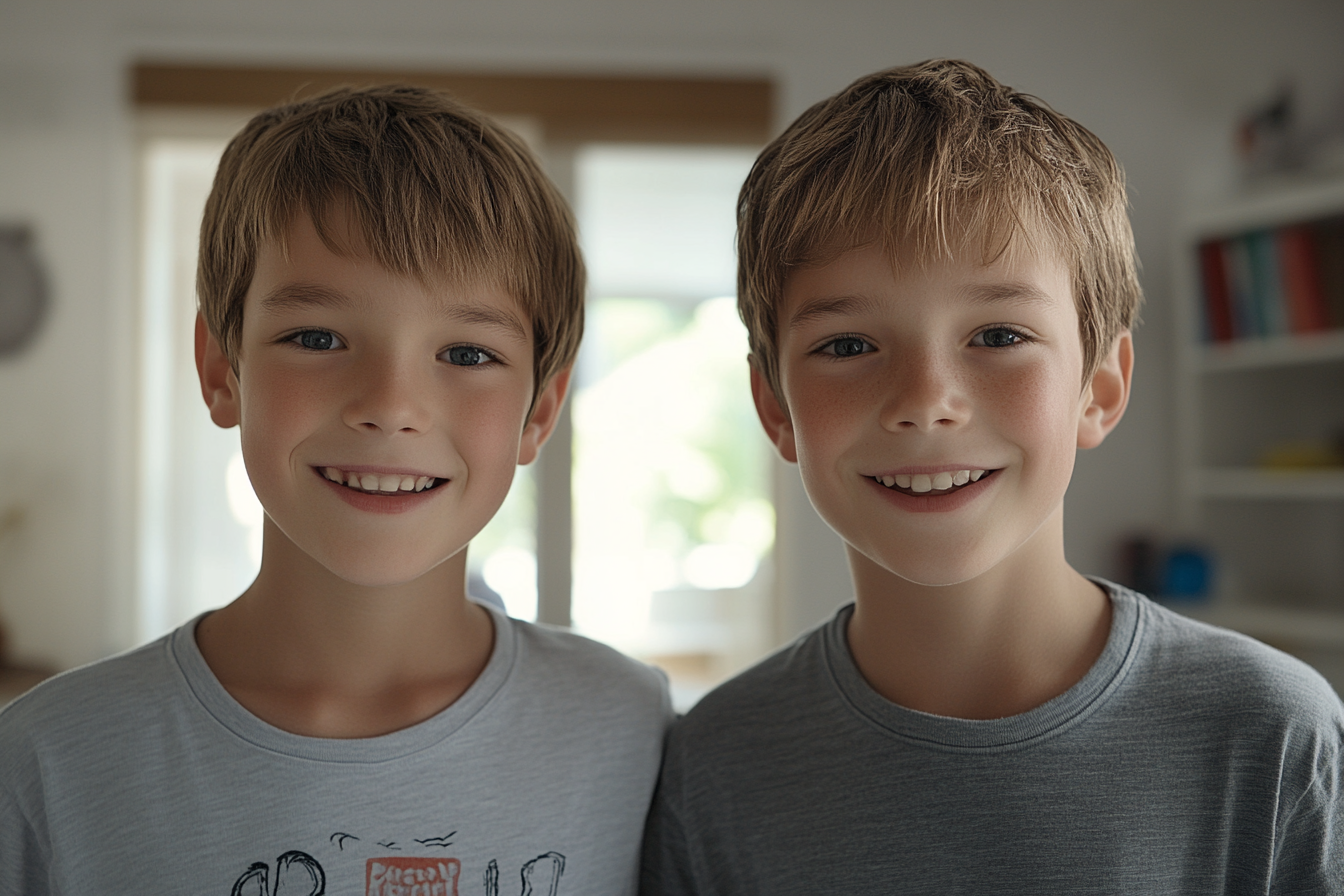 Two boys smiling | Source: Midjourney