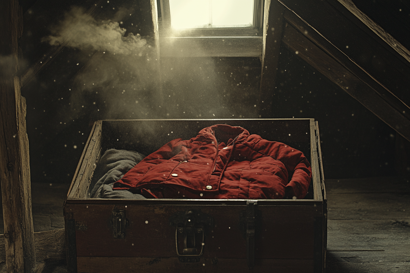 A red jacket in a trunk in an attic | Source: Midjourney