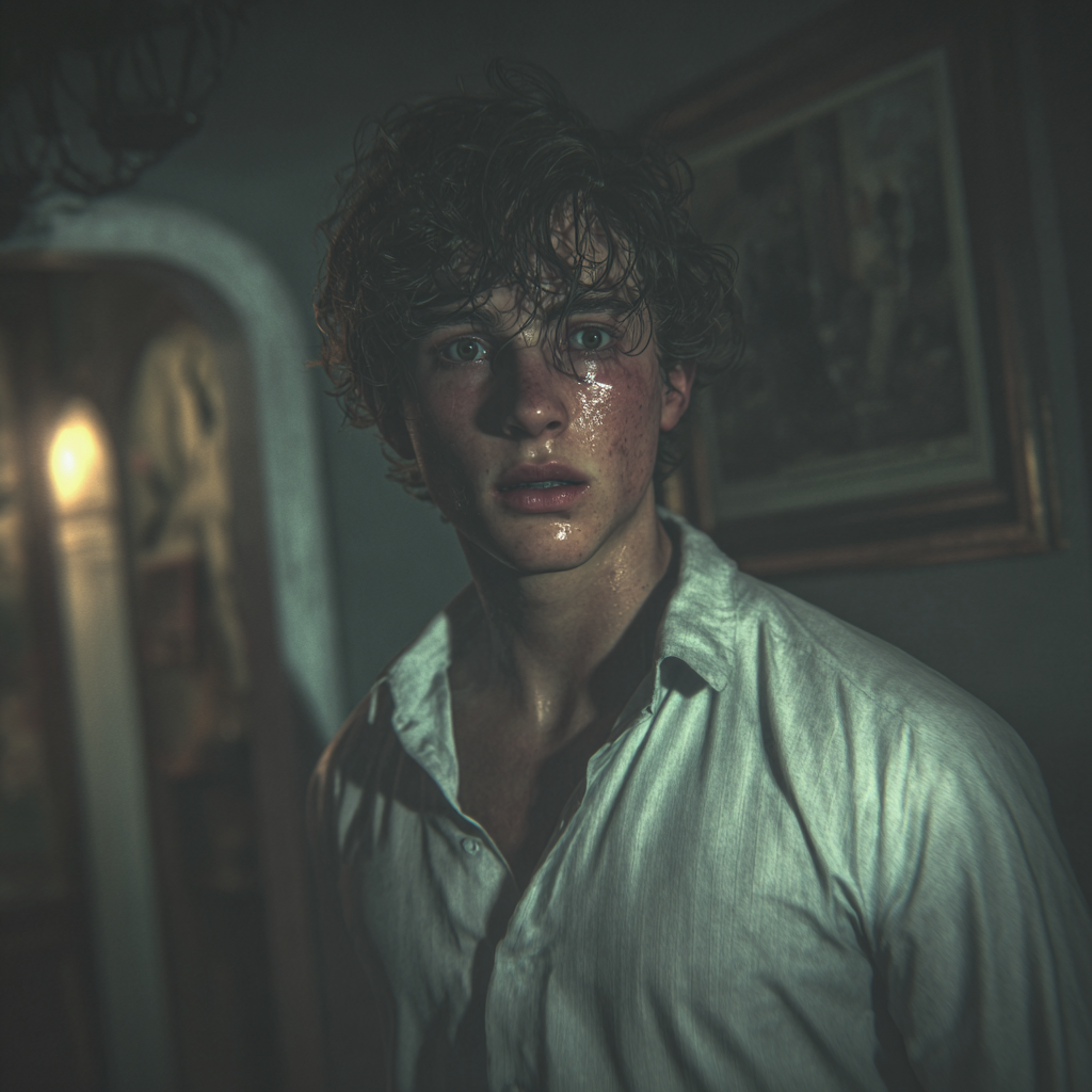 A terrified young man | Source: Midjourney