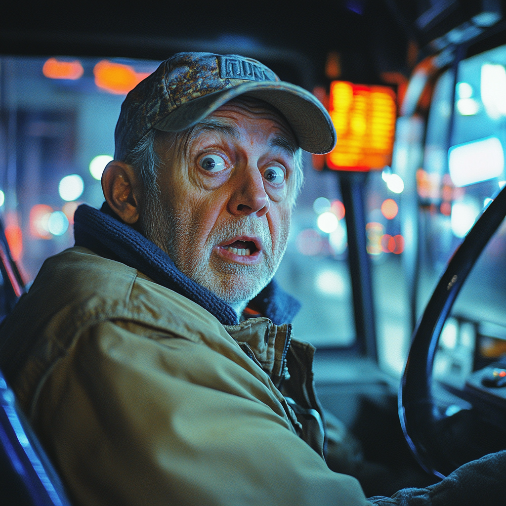 A shocked bus driver | Source: Midjourney