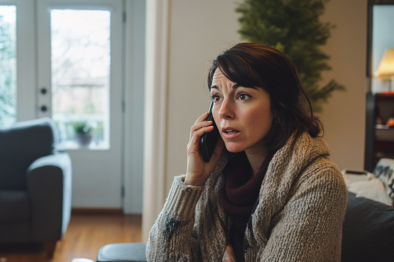 A woman speaking on her phone | Source: Midjourney