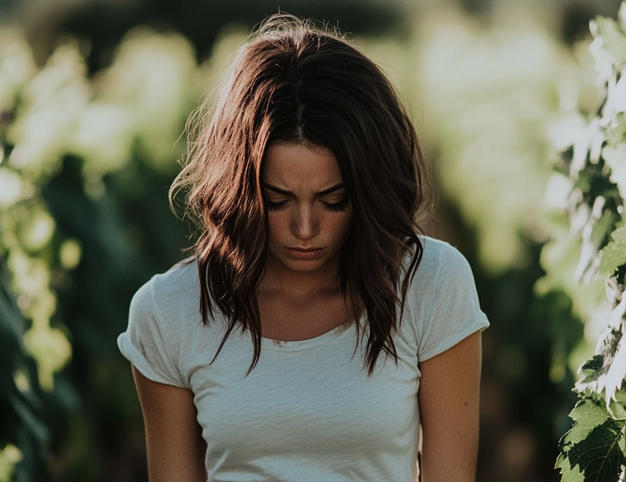 A woman standing in a vineyard | Source: Midjourney